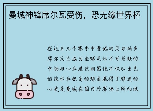 曼城神锋席尔瓦受伤，恐无缘世界杯